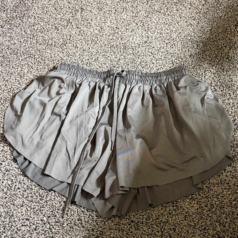 Gray Women's Layered Drawstring Shorts
